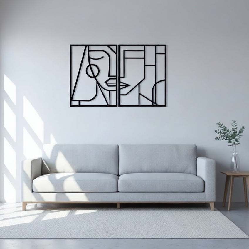 Minimalist Abstract Human Portrait Metal Wall Art Set