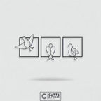 Minimalist Bird Trio Metal Line Art Set