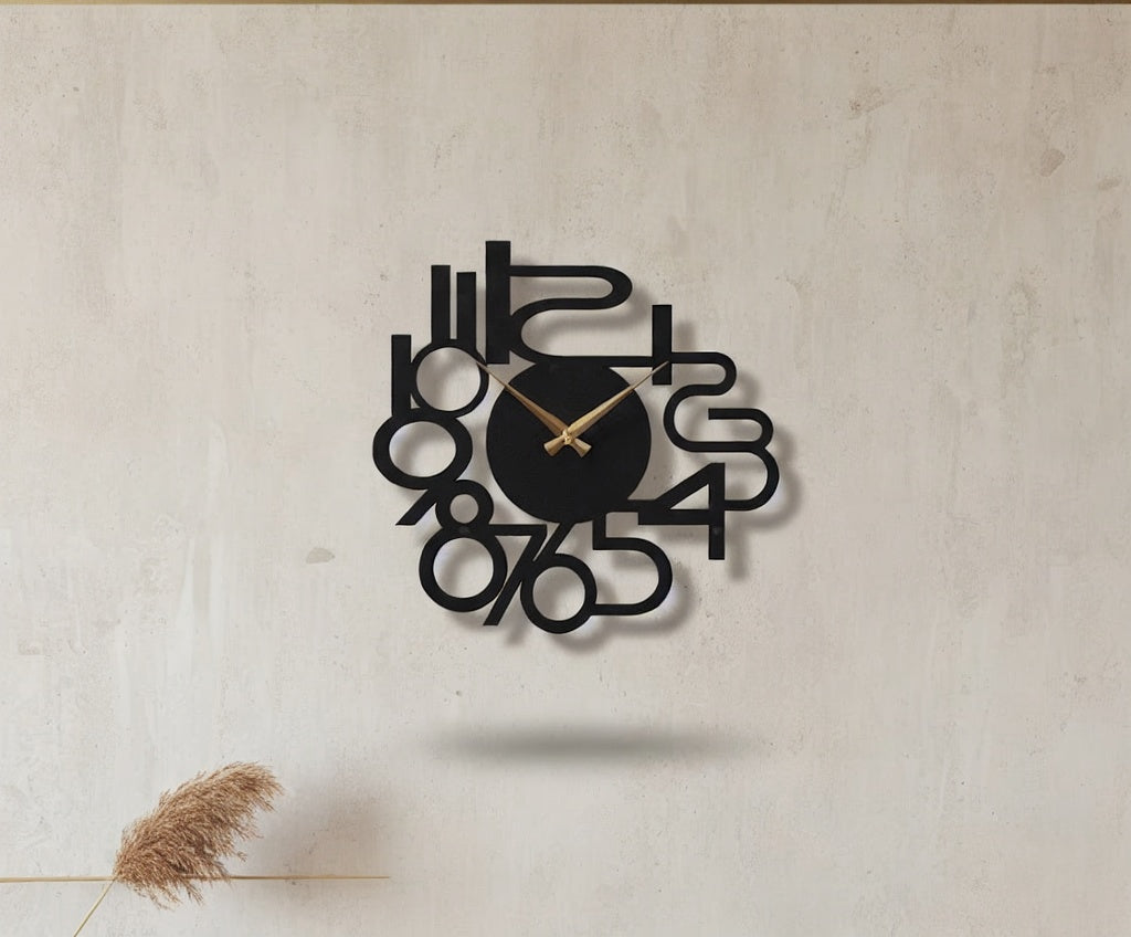 Modern Abstract Melting Numbers Metal Wall Clock