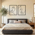 Minimalist Abstract Faces Line Art Metal Wall Decor Set
