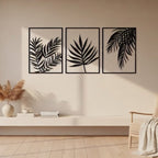 Tropical Palm Fronds Triptych Metal Wall Art