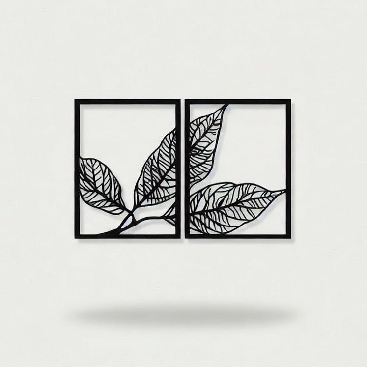 Elegant Foliage Pair Metal Wall Art Panels