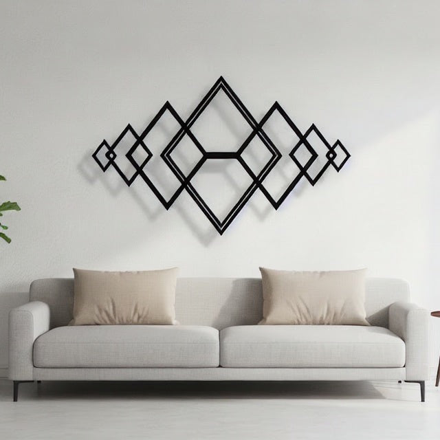 Geometric Interlocking Diamonds Metal Wall Art