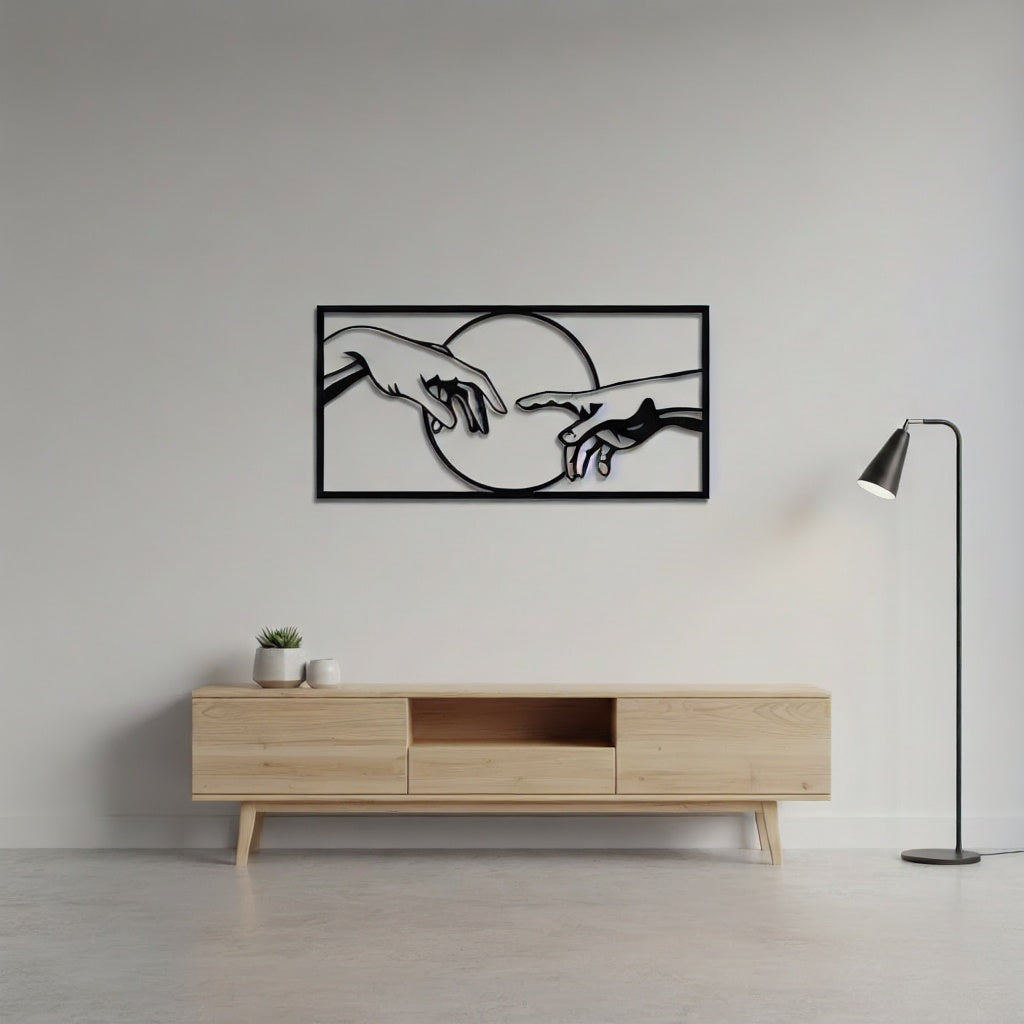 The Creation of Adam Hands Metal Wall Art