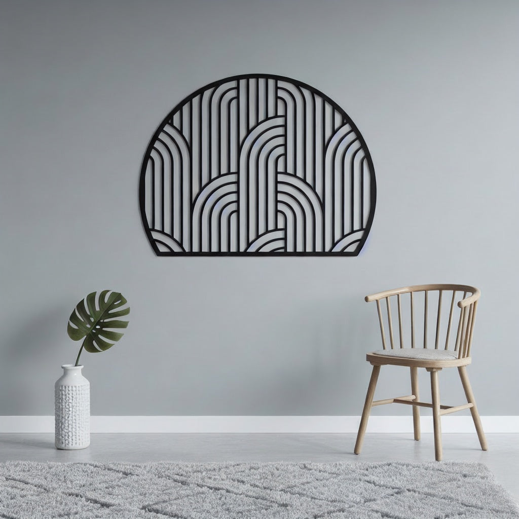 Art Deco Arched Lines Metal Strip Wall Art