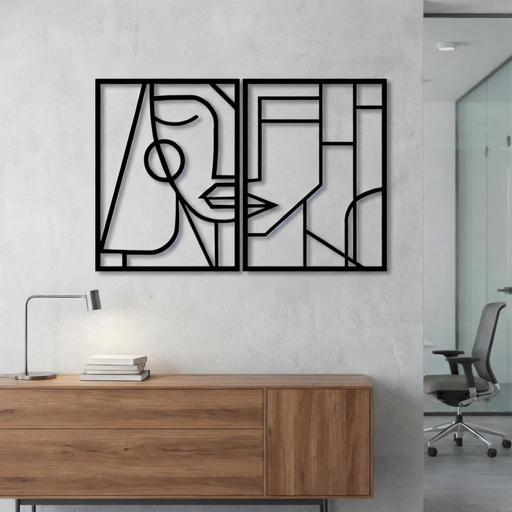 Minimalist Abstract Human Portrait Metal Wall Art Set
