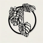 Tropical Monstera Deliciosa Leaf Circular Metal Wall Art