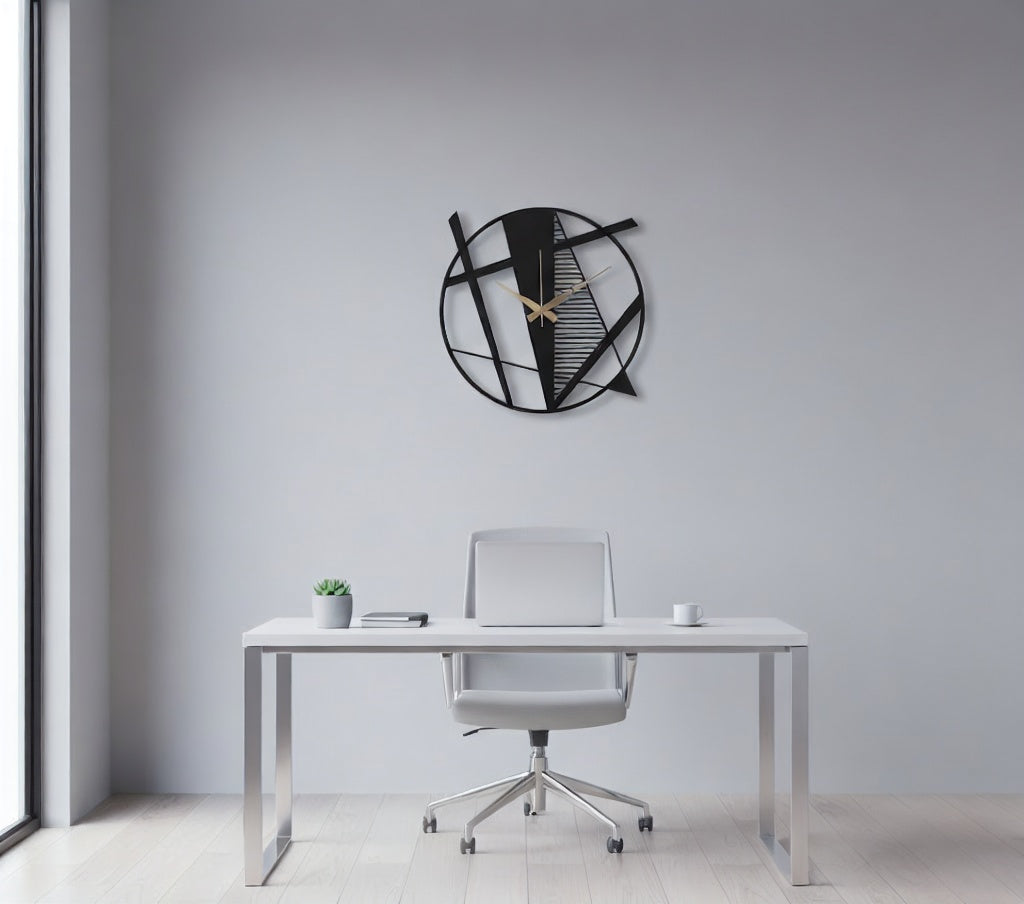 Modern Geometric Abstract Metal Wall Clock