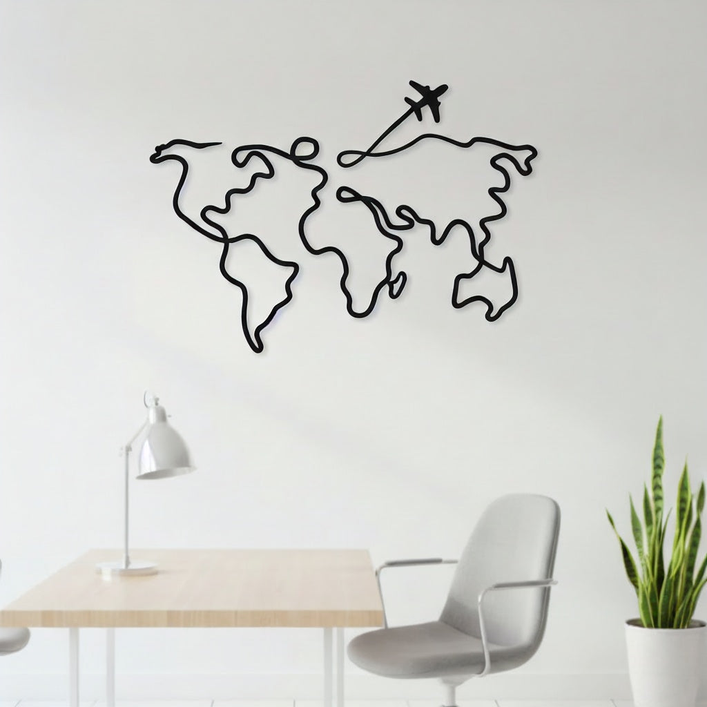 Minimalist World Map Travel Metal Wall Art