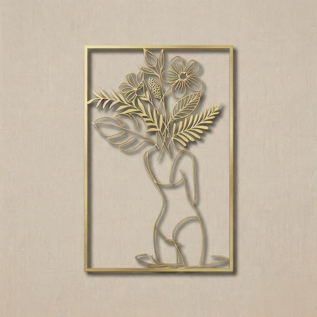 Botanical Female Silhouette Metal Wall Art