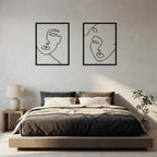 Minimalist Abstract Faces Line Art Metal Wall Decor Set