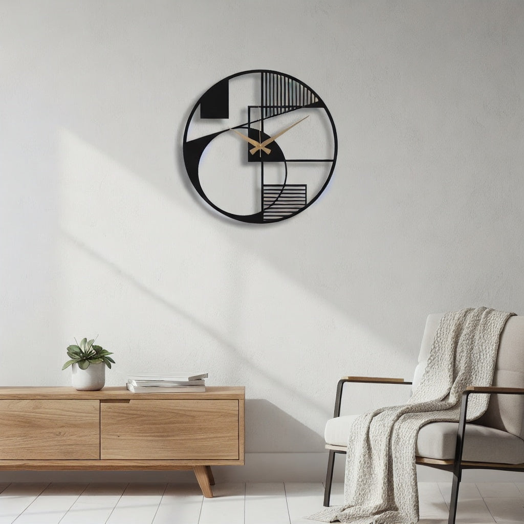 Modern Geometric Abstract Metal Wall Clock