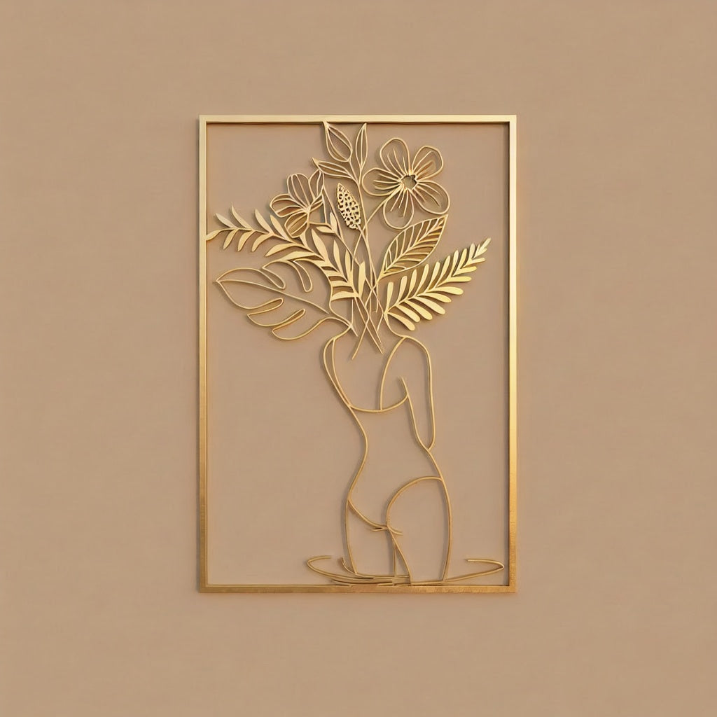 Botanical Female Silhouette Metal Wall Art