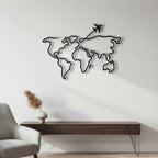 Minimalist World Map Travel Metal Wall Art