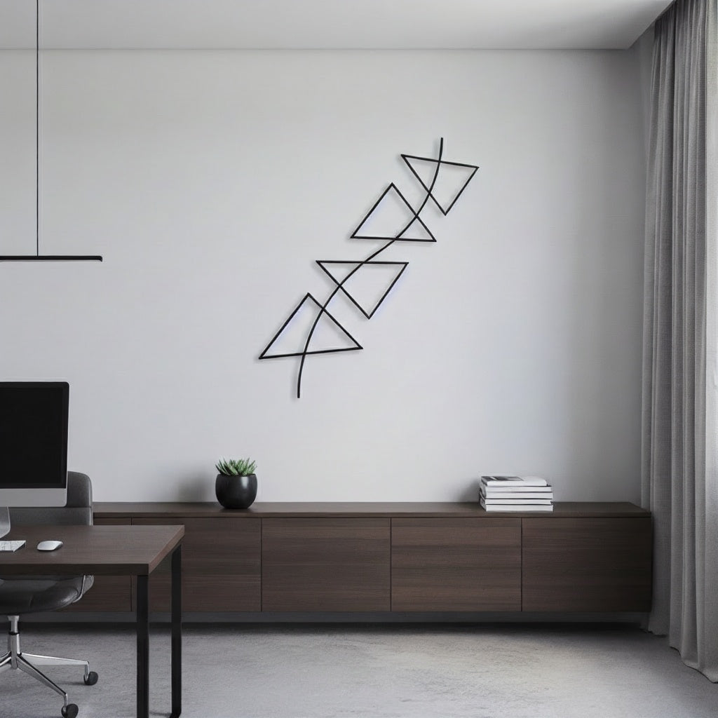 Modern Geometric Triangles Metal Wall Art