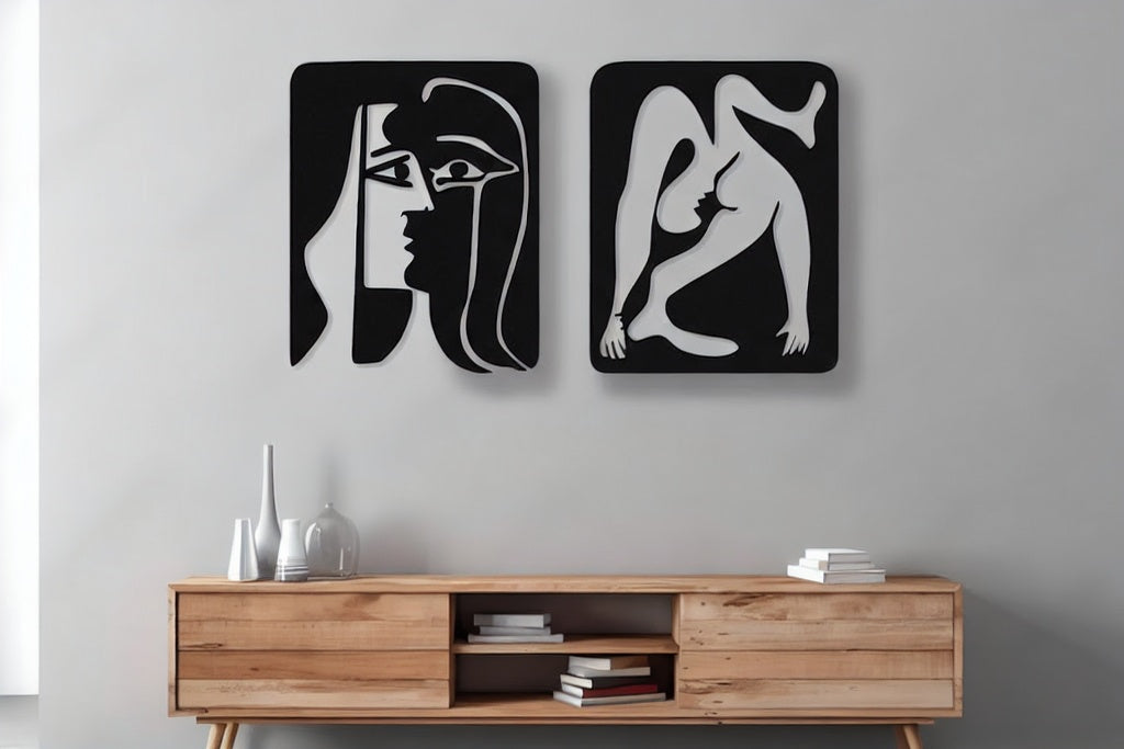 Modern Abstract Human Figure Duo Metal Wall Art