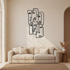 Abstract One Line Faces Metal Strip Wall Art