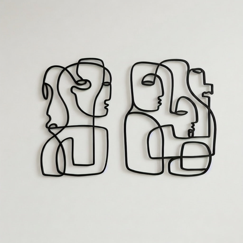 Abstract Faces Minimalist Metal Wall Art