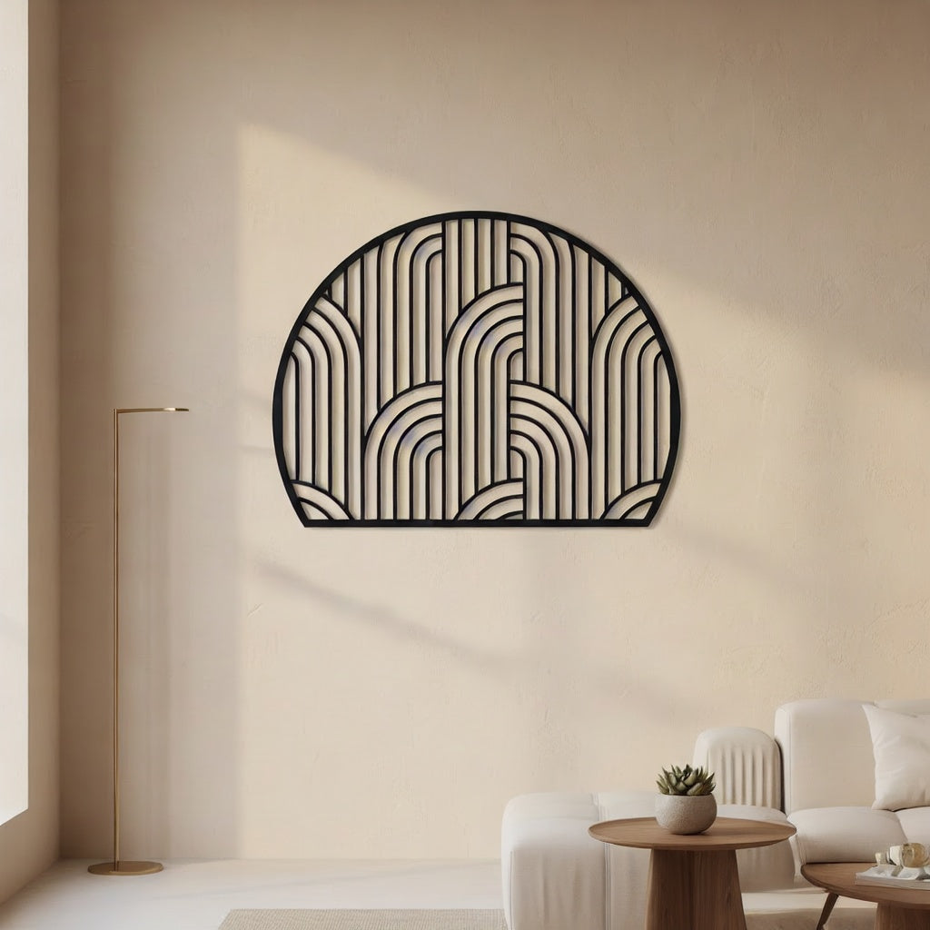 Art Deco Arched Lines Metal Strip Wall Art