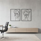 Abstract Minimalist Women Faces Metal Wall Art Set