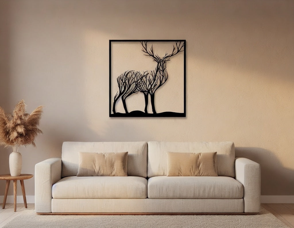 Majestic Forest Deer Silhouette Metal Wall Art