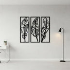 Geometric Abstract Leaf Trio Metal Wall Art