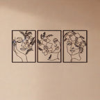 Floral Goddess Trio Metal Strip Wall Art