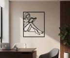 Minimalist Reading Woman Metal Wall Art
