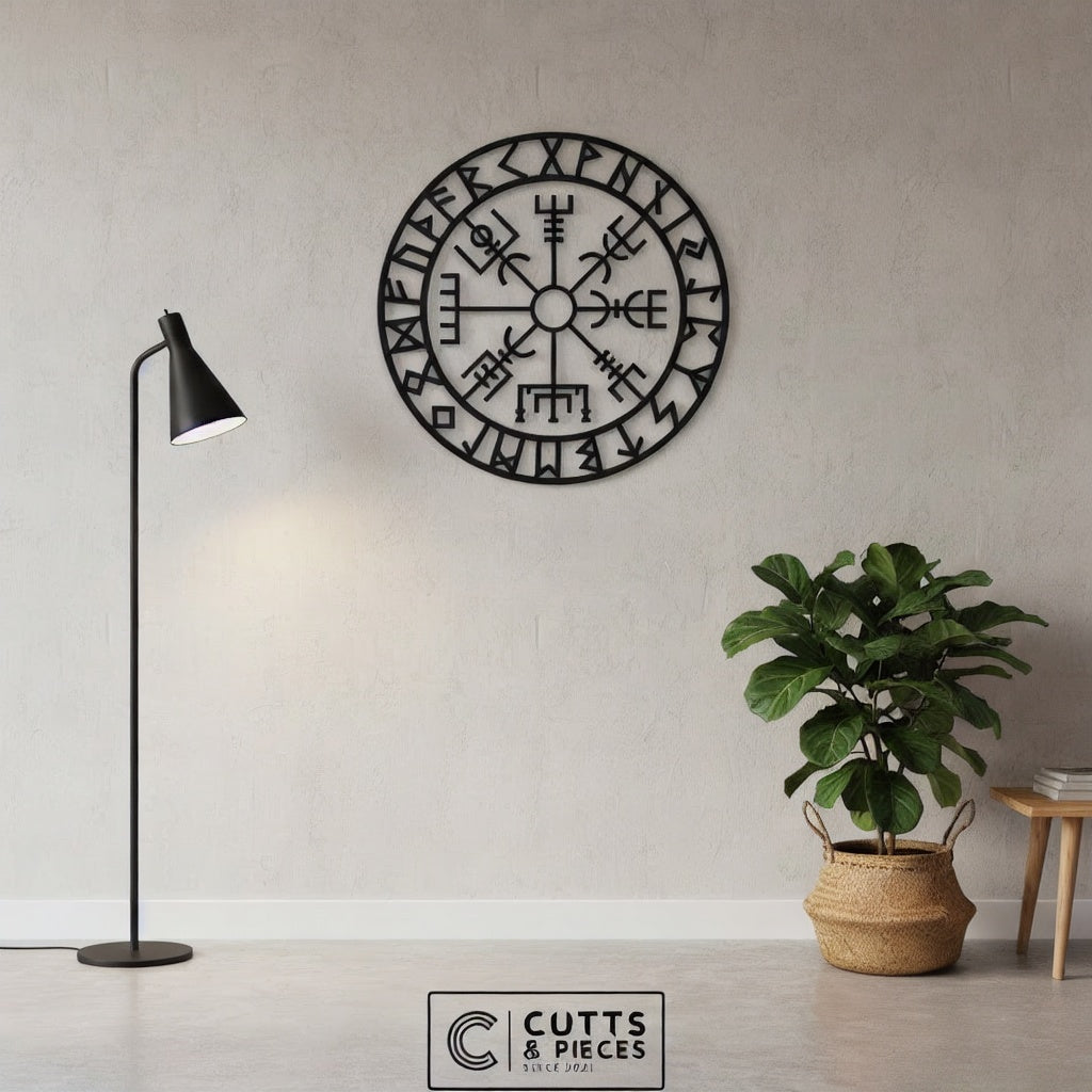 Viking Vegvisir Compass Circular Metal Wall Art