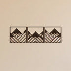 Geometric Mountain Peak Triptych Metal Wall Art