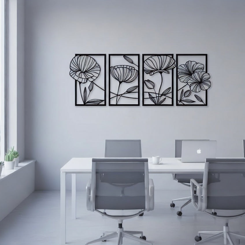 Framed Floral Duo Metal Strip Wall Art