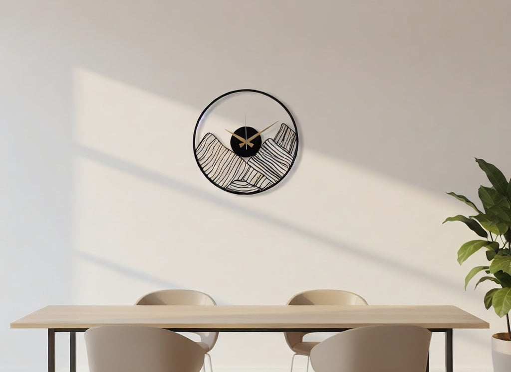Mountain Peak Silhouette Metal Wall Clock