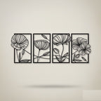 Framed Floral Duo Metal Strip Wall Art