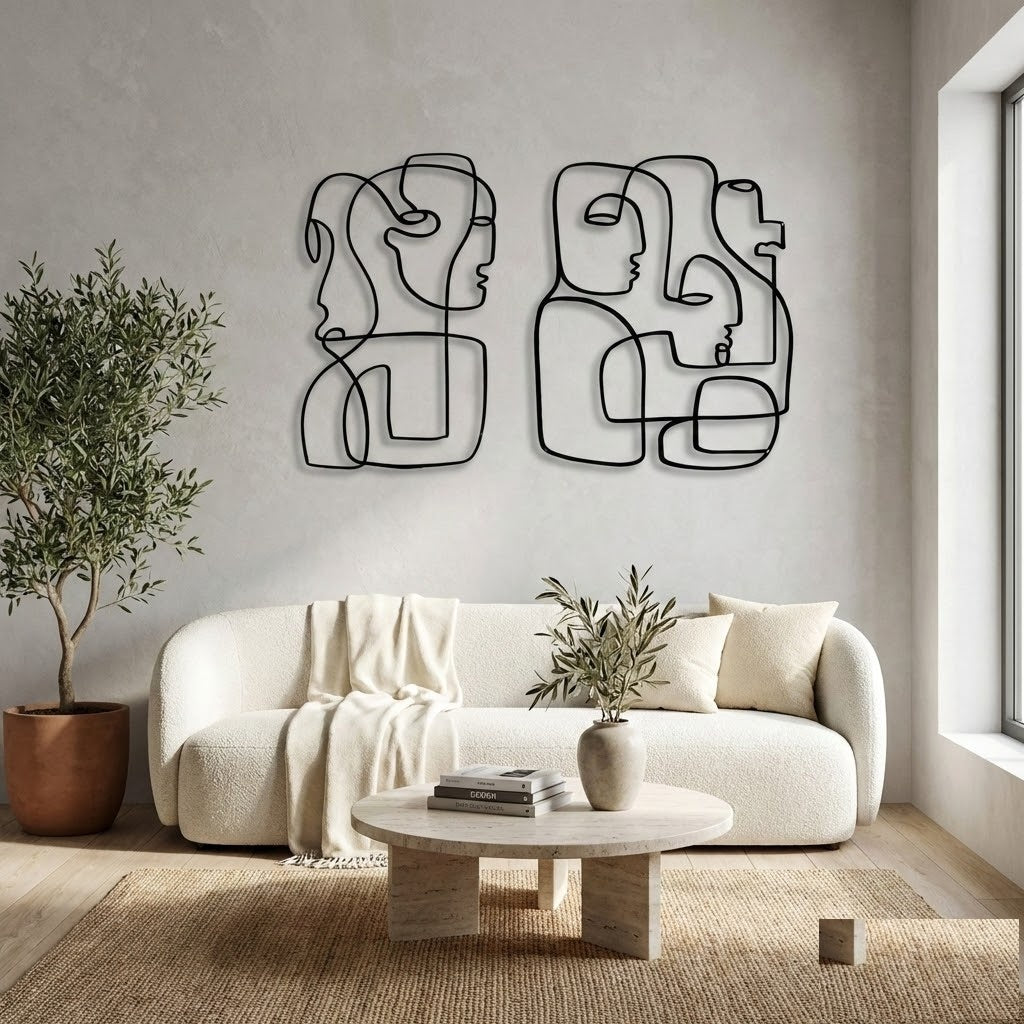Abstract Faces Minimalist Metal Wall Art