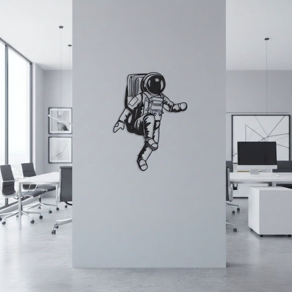 Floating Astronaut Metal Strip Wall Art