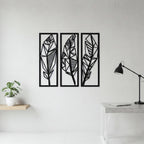 Geometric Abstract Leaf Trio Metal Wall Art