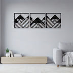 Geometric Mountain Peak Triptych Metal Wall Art