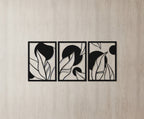 Botanical Silhouette Triptych Metal Wall Art