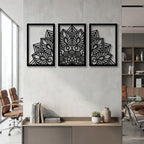 Mandala Triptych Geometric Metal Wall Art