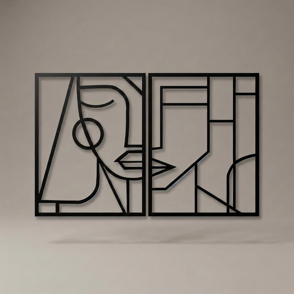 Minimalist Abstract Human Portrait Metal Wall Art Set