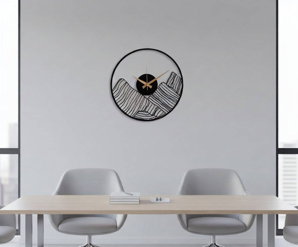 Mountain Peak Silhouette Metal Wall Clock