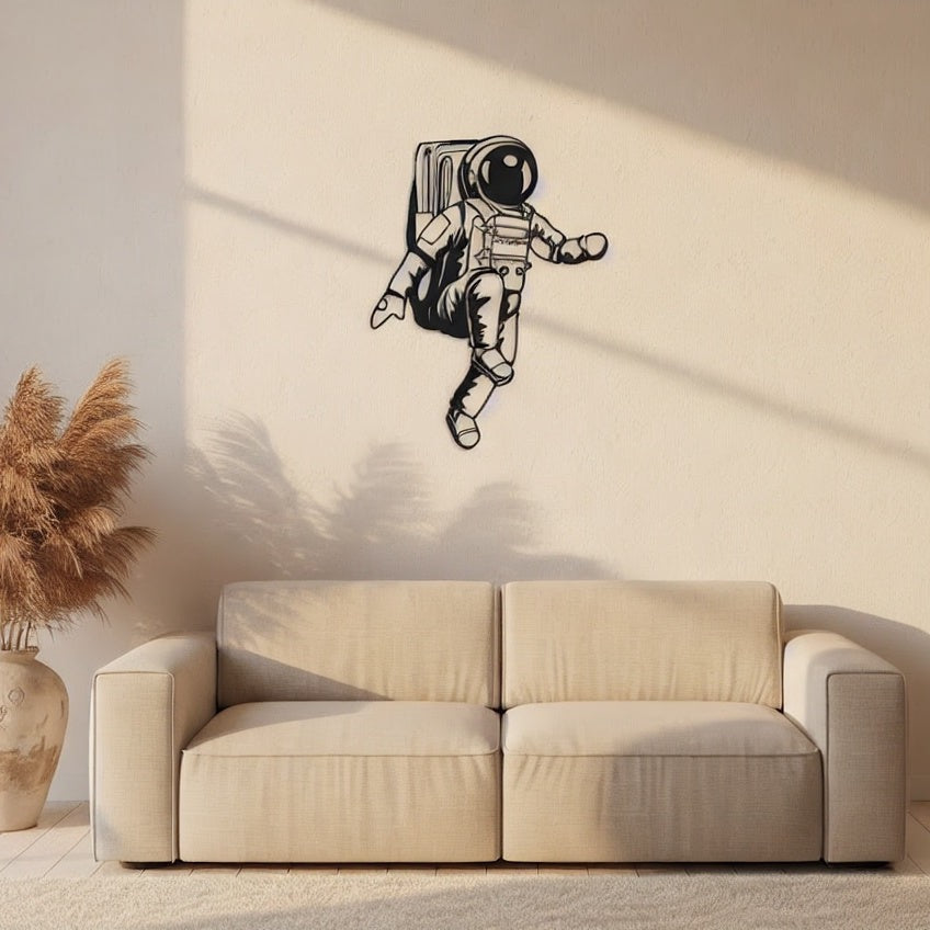 Floating Astronaut Metal Strip Wall Art