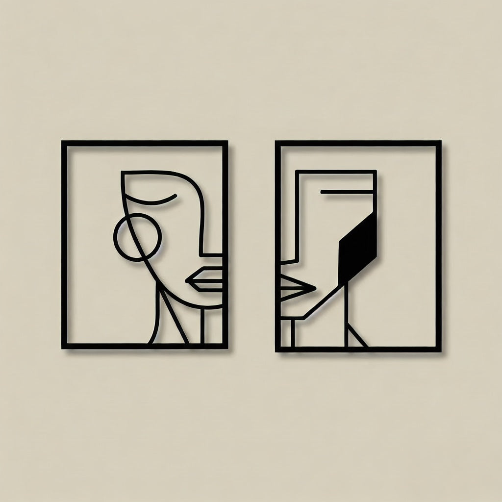 Minimalist Abstract Face Line Art Metal Wall Decor