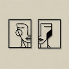 Minimalist Abstract Face Line Art Metal Wall Decor