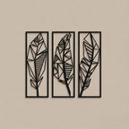 Geometric Abstract Leaf Trio Metal Wall Art