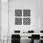 Geometric Line Pattern Quadtych Metal Wall Art