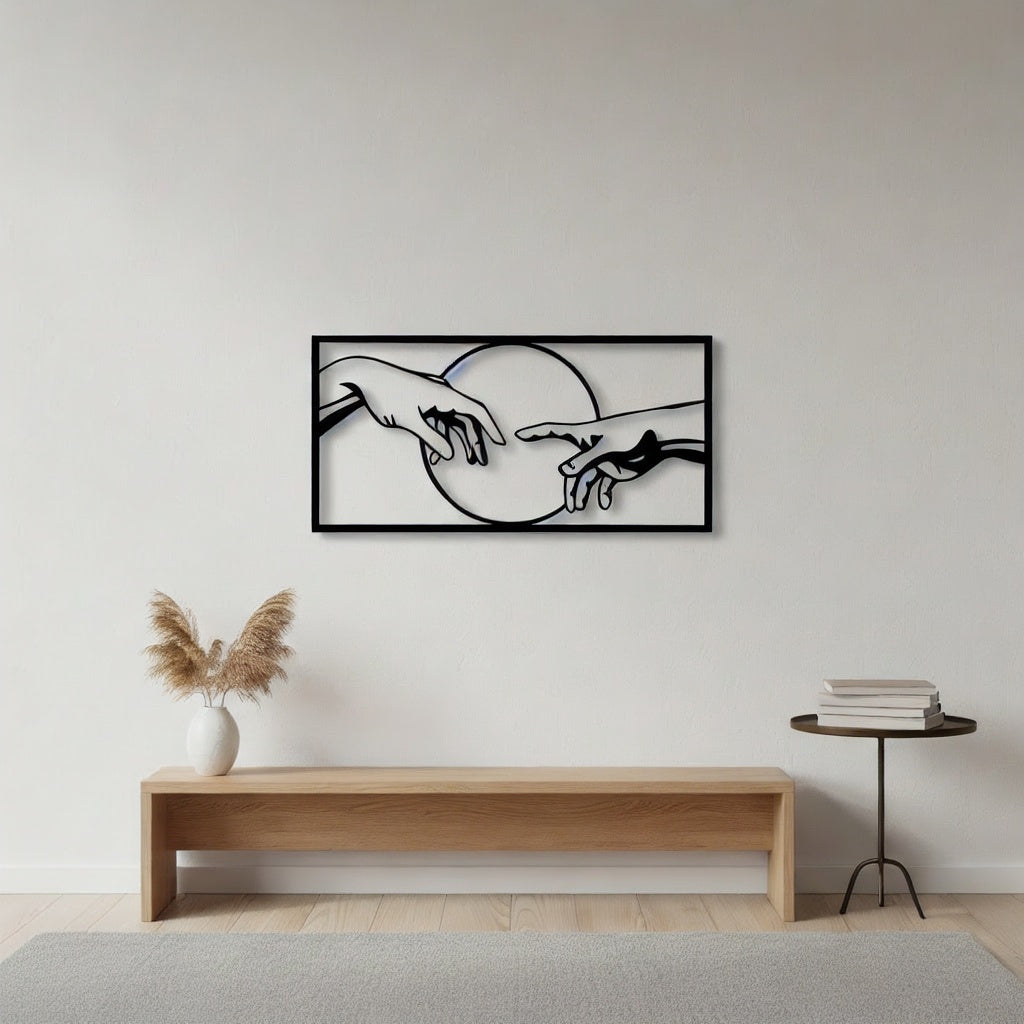 The Creation of Adam Hands Metal Wall Art
