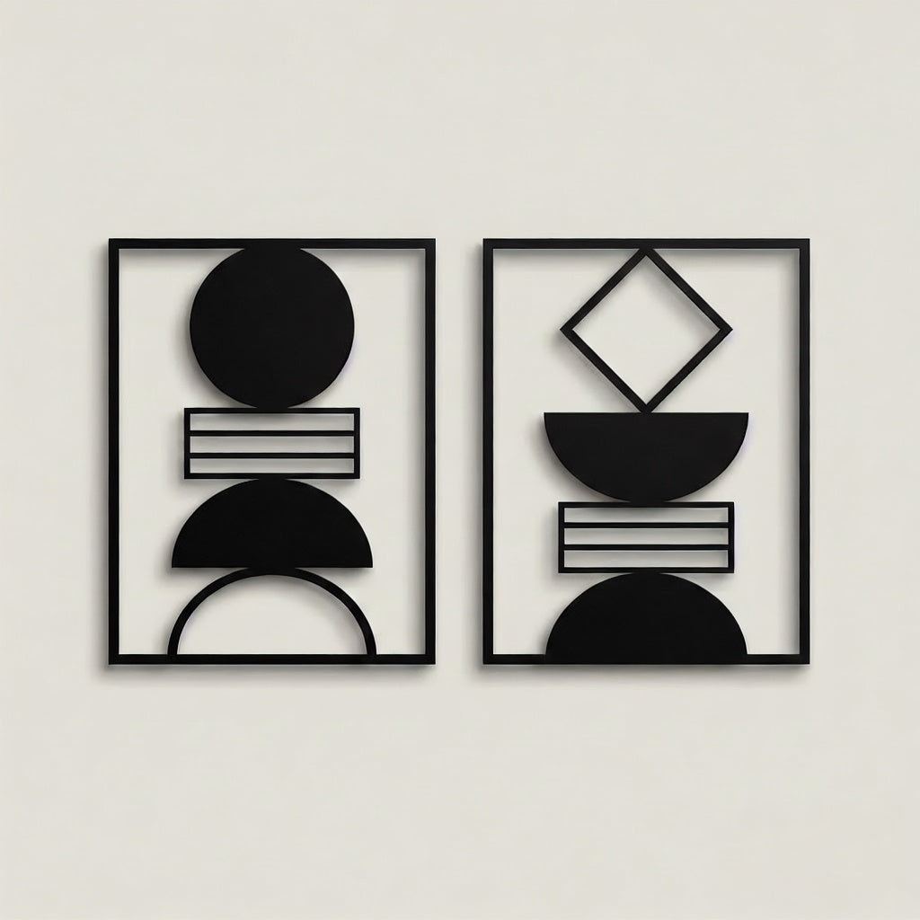 Geometric Abstract Shapes Metal Wall Art Set