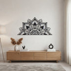 Lotus Mandala Half-Circle Metal Headboard Art