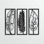 Tropical Botanical Leaf Trio Metal Wall Art Panels